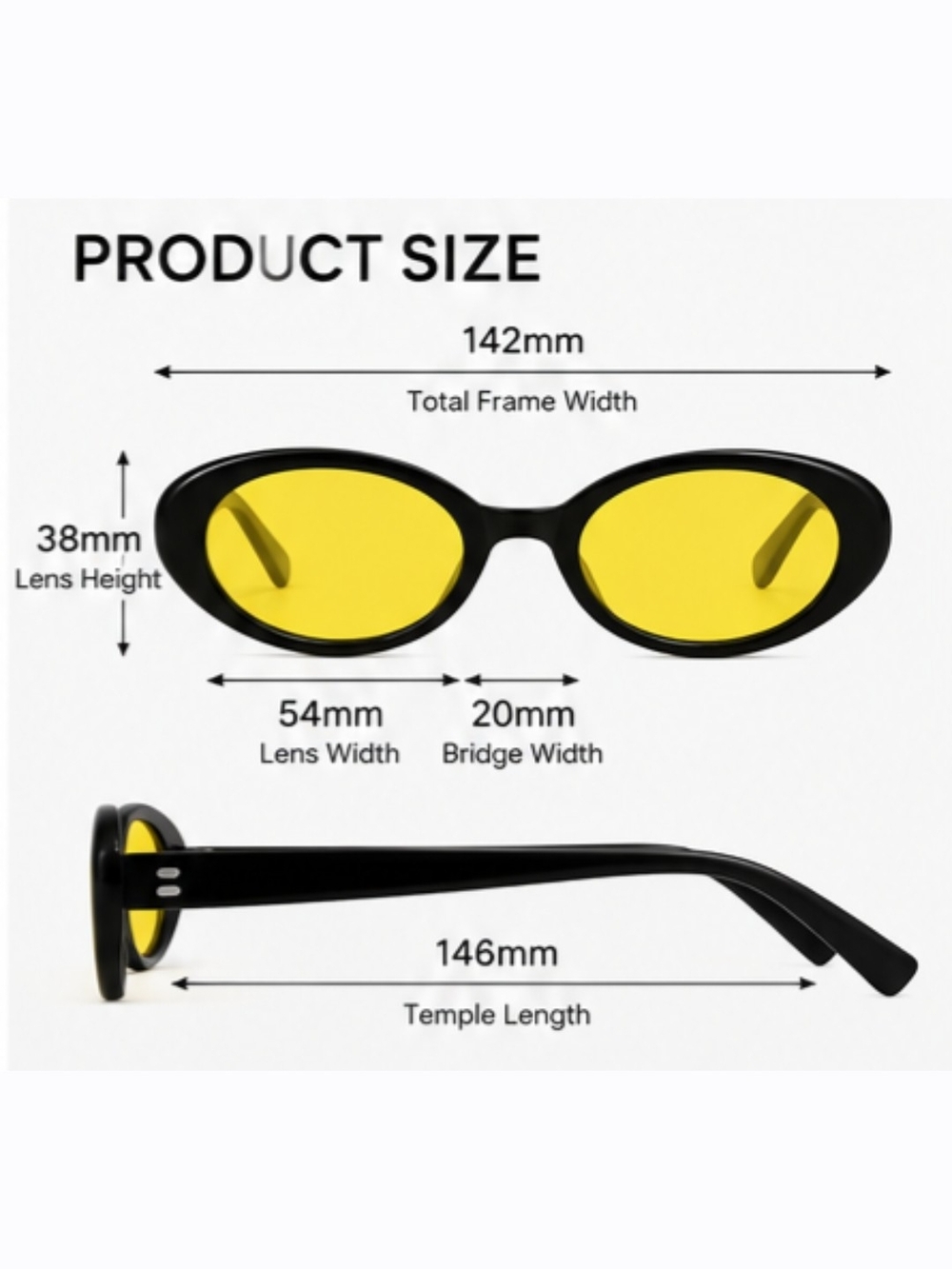 Black Frame Yellow Lens Oval Sunglasses - Women Accessories - Picture 4 of 12